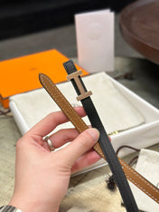 HM FOCUS BUCKLE & REVERSIBLE BLACK AND TAWNY BROWN LEATHER STRAP 13MM COPPER HARDWARE