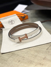 HM FOCUS BUCKLE & REVERSIBLE PEANUT BROWN AND WHITE LEATHER STRAP 13MM COPPER HARDWARE