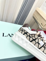 One Stud Xl Low-Top Sneaker Beige Black Nappa Leather And Toile Iconographe Fabric
