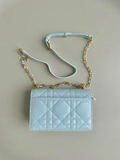 MISS CARO 17 CHAIN BAG IN LIGHT BLUE LAMBSKIN