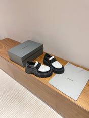 BALENCIAGA 25S LOAFERS IN BLACK MIX WHITE CALFSKIN