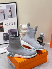 H FUN CLASSIC SNEAKER STYLISH LIGHT GRAY FABRIC