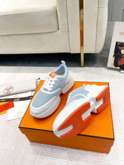 GIGA SNEAKER IN POWDER BLUE STITCHED MESH AND WHITE CALFSKIN