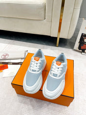 GIGA SNEAKER IN POWDER BLUE STITCHED MESH AND WHITE CALFSKIN