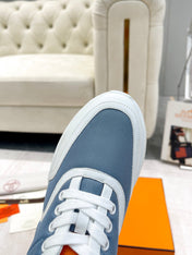 GIGA SNEAKER IN AEGEAN BLUE STITCHED MESH AND WHITE CALFSKIN