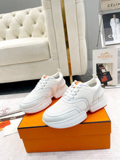 GIGA SNEAKER IN WHITE CREAM STITCHED MESH AND CALFSKIN