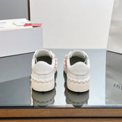 VALENTINO 25S GARAVANI ROCKSTUD UNTITLED STUDDED SNEAKERS IN WHITE MIX PINK LAMBSKIN