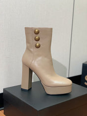 BALMAIN 26S ANKLE BOOTS 100 MM IN WARM GREY CALFSKIN