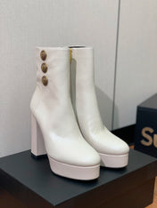 BALMAIN 26S ANKLE BOOTS 100 MM IN WHITE CALFSKIN