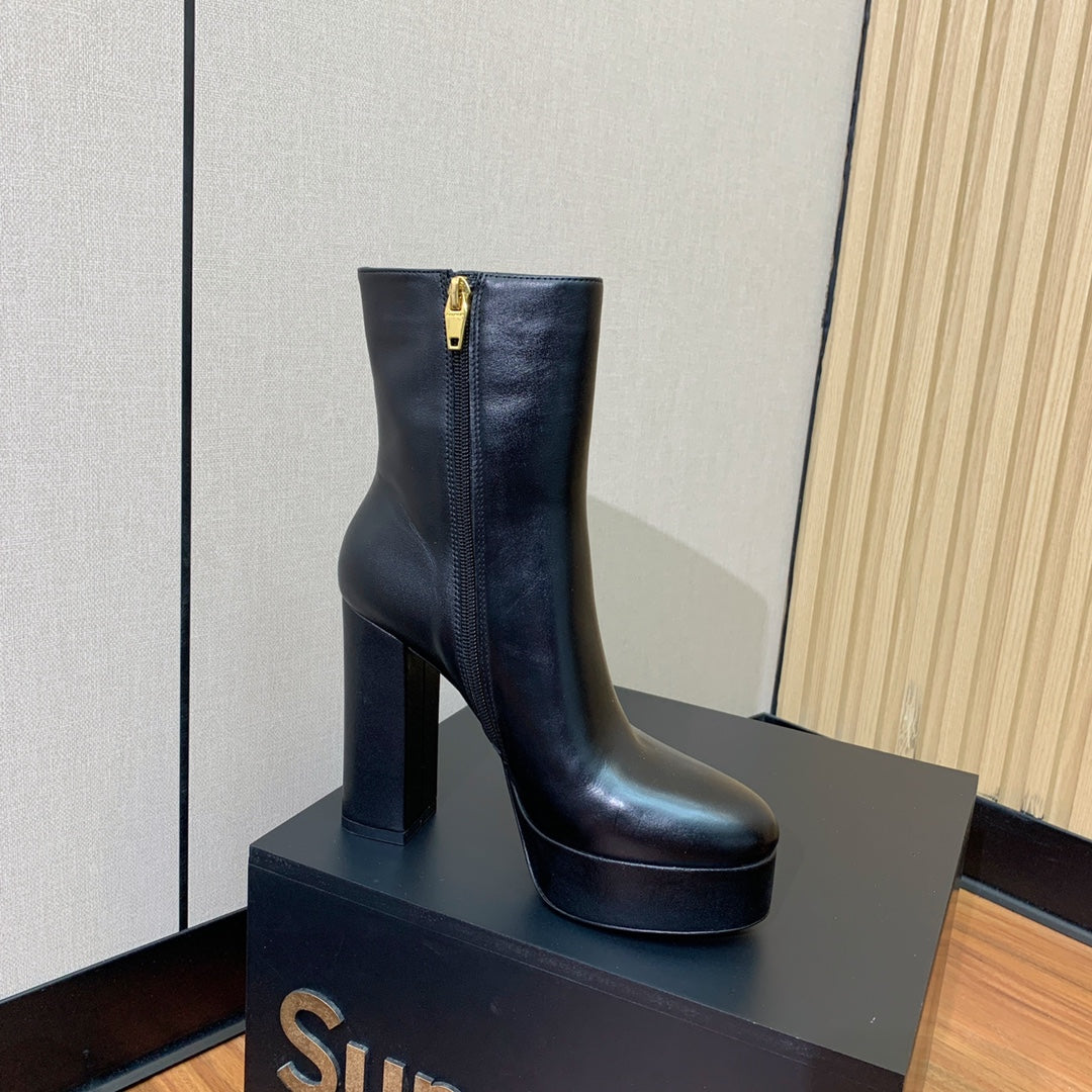 BALMAIN 26S ANKLE BOOTS 100 MM IN BLACK CALFSKIN