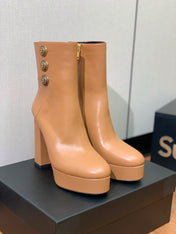 BALMAIN 26S ANKLE BOOTS 100 MM IN BROWN CALFSKIN