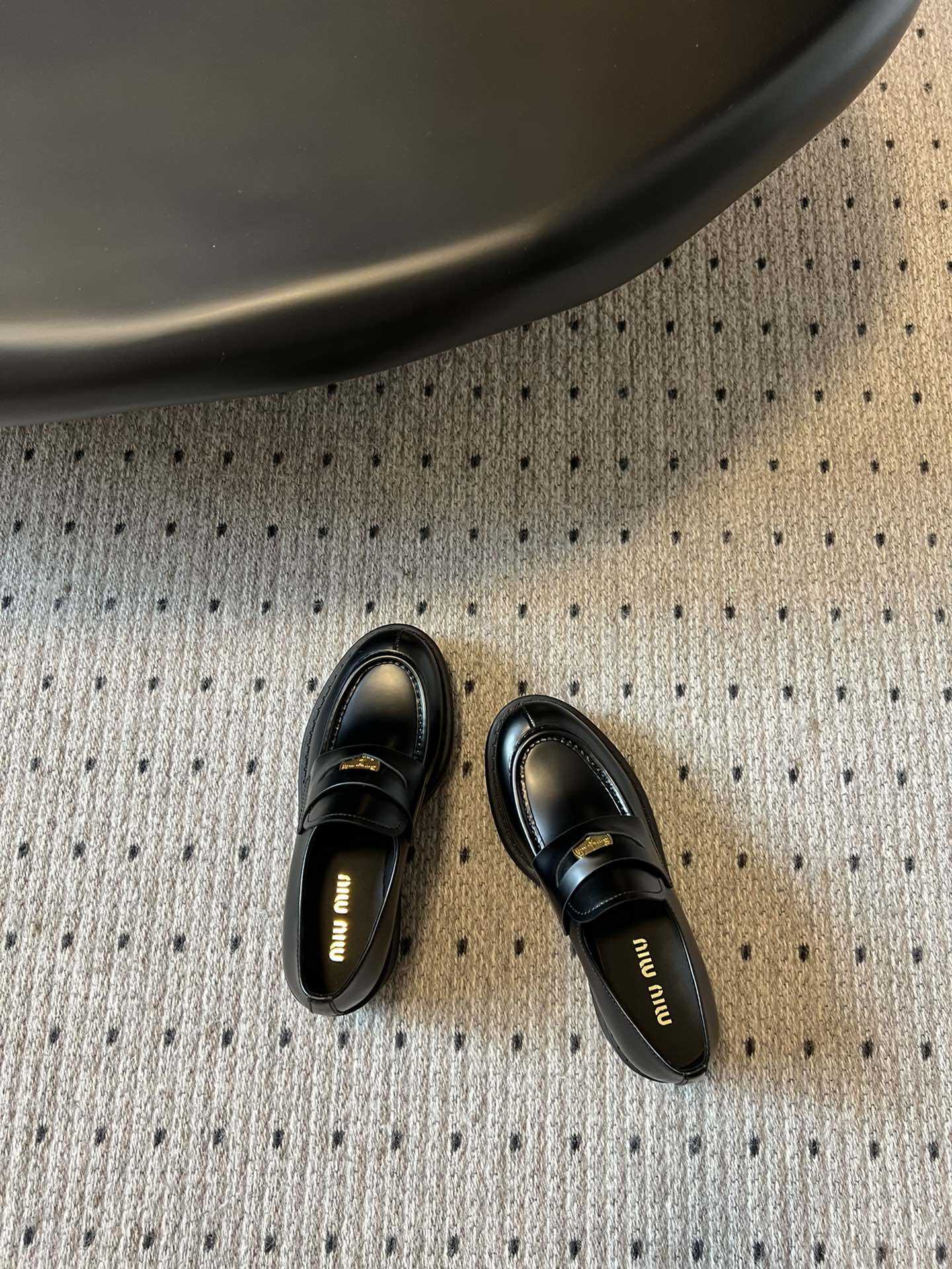 MIUMIU 26S LOAFERS IN BLACK BRUSHED CALFSKIN