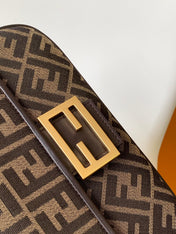 Fend Baguette 24 Brown FF Jacquard Fabric Bag Ghw