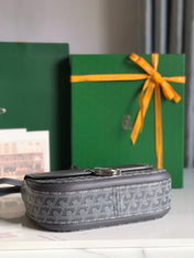 233 BAG 25 IN GRAY CALFKIN AND GOYARDINE CANVAS