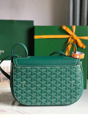 233 BAG 25 IN GREEN CALFKIN AND GOYARDINE CANVAS