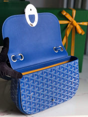 233 BAG 25 IN SAPPHIRE BLUE CALFKIN AND GOYARDINE CANVAS