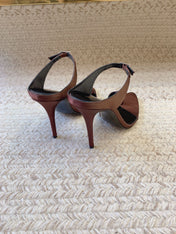 GAP CRYSTAL-BUCKLE SLIDE SANDALS IN SHIRAZ RED SILK