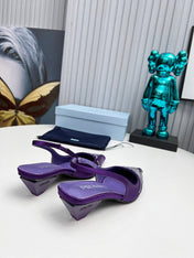PRADA 26S POINTED TOE SLINGBACK 40MM IN PURPLE SATIN CRYSTAL EMBELLISHED