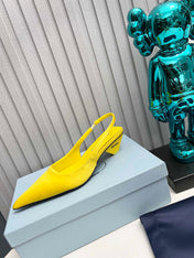 PRADA 26S POINTED TOE SLINGBACK 40MM IN YELLOW SATIN