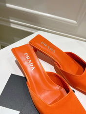 PRA SQUARE TOE MULES BRIGHT ORANGE SATIN