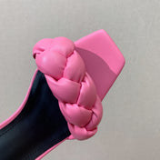 BALMAIN 26S BRAIDED-STRAP HIGH-HEEL SANDALS 95 MM IN PINK CALFSKIN