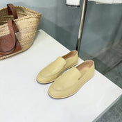 THE ROW 26S CLASSIC LOAFERS IN CAMEL BEIGE CALFSKIN