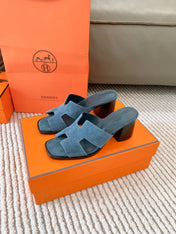 HELIA 60 SANDAL IN STONE BLUE SUEDE