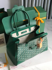 SAIGON SOUPLE BAG 34 IN GREEN GOYARDINE CANVAS AND CALFSKIN