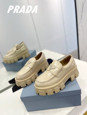 PRA BRUSHED LEATHER MONOLITH LOAFERS BEIGE