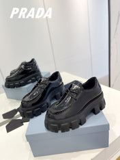 PRA MONOLITH LACE-UP LOAFERS GLOSSY BLACK CALFSKIN