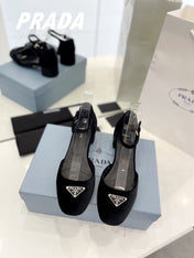 Pra Slingback 40 Square Sole Black Velvet