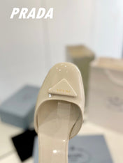 Pra Slingback 40 Square Sole White Patent Leather