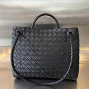 BV MEDIUM ANDIAMO 32CM BLACK LAMBSKIN SILVER HARDWARE