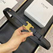 CELINE 25S TRIOMPHE BELT 25MM IN BLACK CALFSKIN 548081