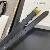 CELINE 25S TRIOMPHE BELT 25MM IN BLACK CALFSKIN 548081