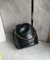 LOE 32 FLAMENCO PURSE BUCKET IN BLACK MELLOW NAPPA LAMBSKIN