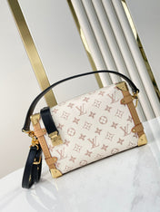 SIDE TRUNK 21 IN WHITE BROWN MONOGRAM CANVAS GOLD HARDWARE