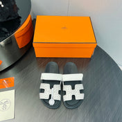 CHYPRE SANDAL WHITE MIX BLACK CALFSKIN STYLIZED