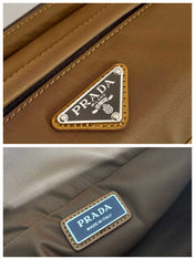MESSENGER BAG 20 IN CIDER BROWN RE-NYLON AND CALFSKIN TRIM