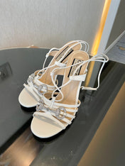 GG CRYSTAL HORSEBIT SANDAL CREAMY WHITE LAMBSKIN