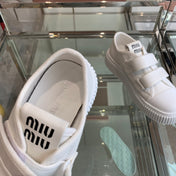 Thick-Soled Denim Sneakers White