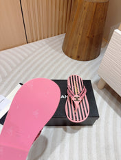 CC WOVEN FLIP FLOP BLACK MIX PINK SHEEPSKIN