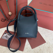 SMALL 21 BALE BAG IN BLACK GRAINED CALFSKIN WITH SILVER HARDWARE