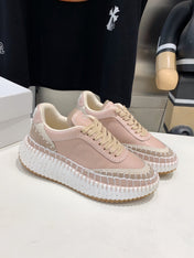 CHLOÉ NAMA SNEAKER 5 CM IN LIGHT PINK CALFSKIN