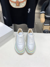 CHLOÉ NAMA SNEAKER 5 CM IN WHITE MIX GREEN CALFSKIN
