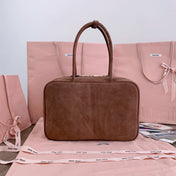 BEAU TOP HANDLE BAG 34 IN BROWN SUEDE