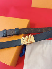 LV GO-14 20MM BELT IN BLACK CALFSKIN GOLD HARDWARE