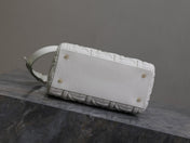 LADY BAG 24 IN WHITE GRAPHIC CANNAGE CALFSKIN PALE GOLD-FINISH METAL CHARMS