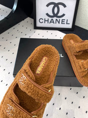 CC DAD SANDAL MULE IN BRONZE BROWN LAMB FUR