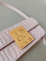 MEDIUM FLAP BAG 22 IN BABY PINK QUILTED ALLOVER CALFSKIN